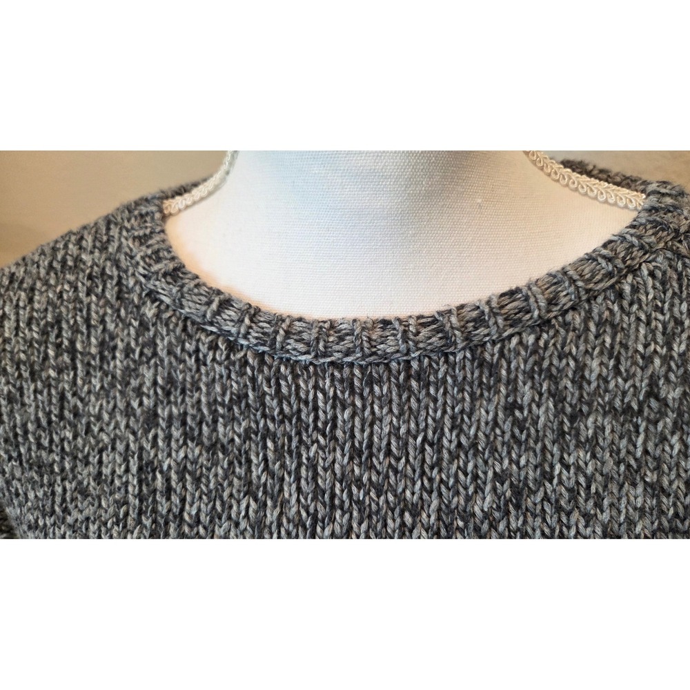 Eileen Fisher Marled Knit Sweater Boxy Relaxed Fit Grey White Italian‎ Yarn L - Picture 13 of 15